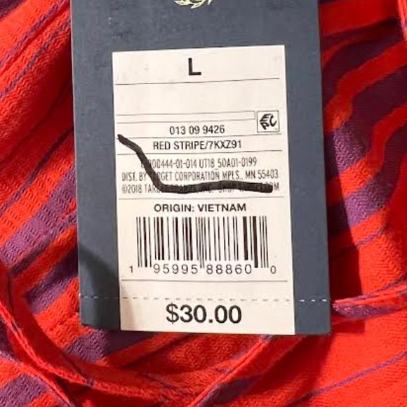 NWT Universal Thread Sleeveless Red Striped Mini Dress - Size L - Picture 7 of 7